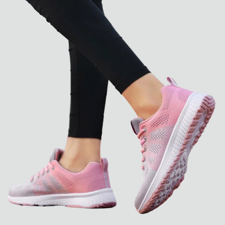 Women's Knit Mesh Running Sneakers Lace-Up Lightweight Cushioned Walking