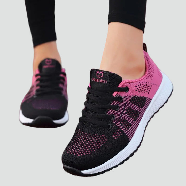 Women's Knit Mesh Running Sneakers Lace-Up Lightweight Cushioned Walking
