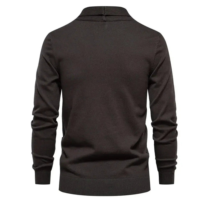 Men's Shawl Collar Knit Cardigan Open-Front Patch-Pocket Relaxed