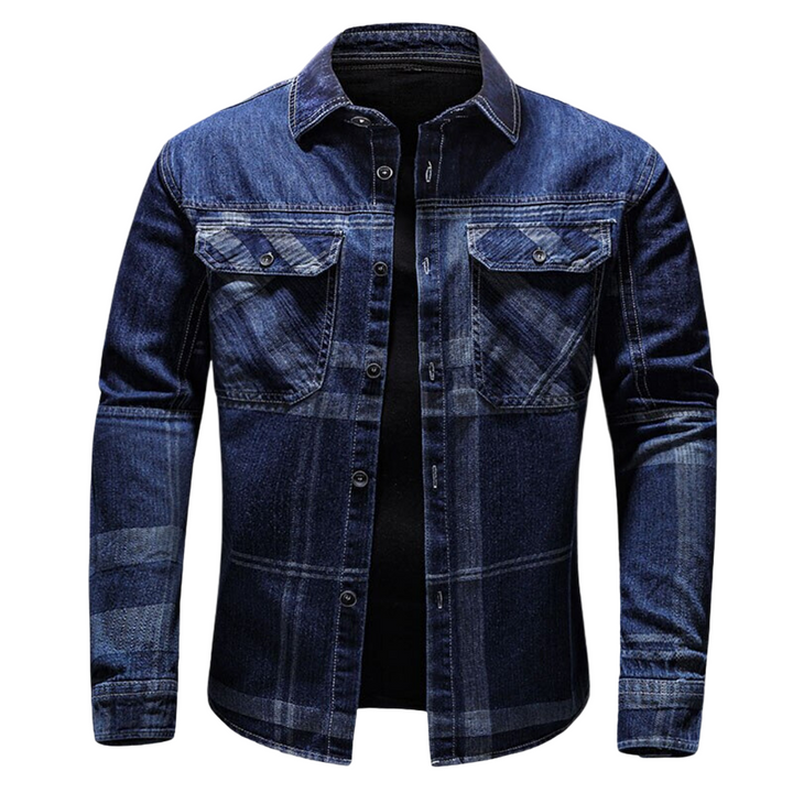 Men's Denim Jacket Button-Front Spread Collar Chest Pockets Washed Slim