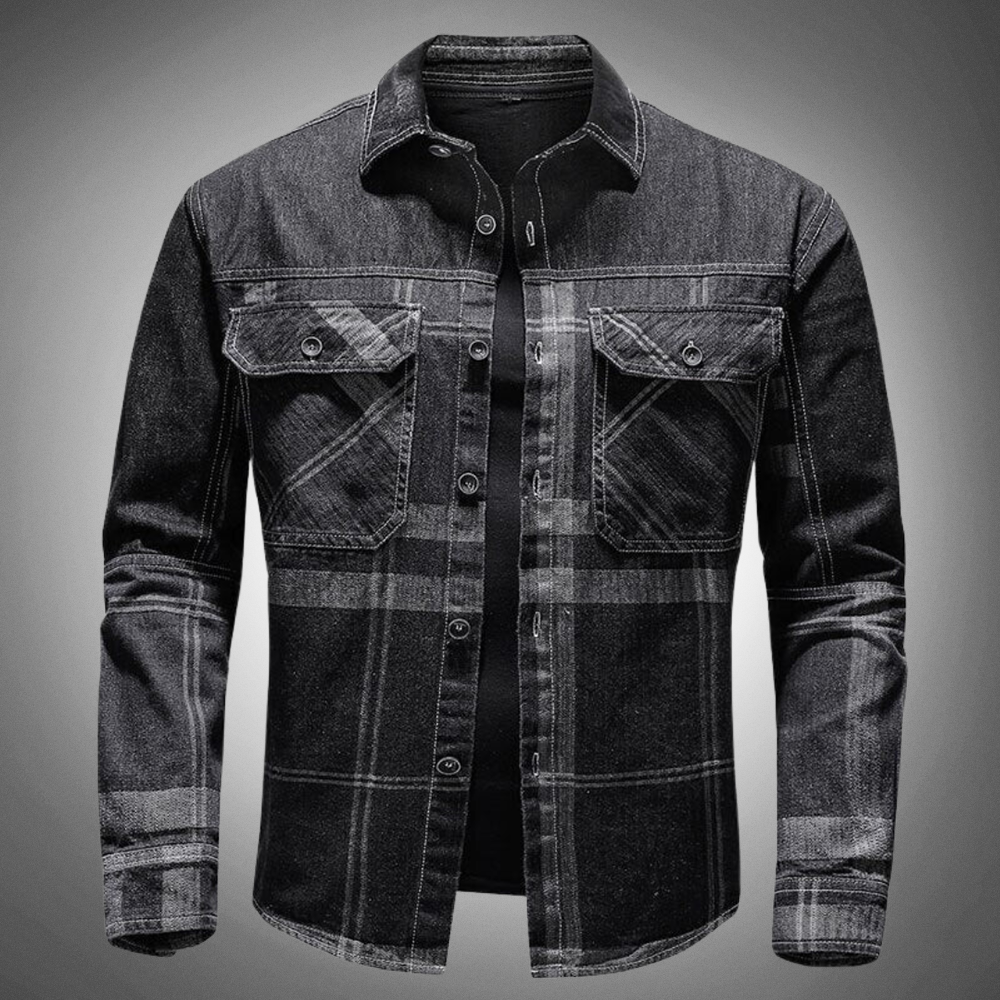 Men's Denim Jacket Button-Front Spread Collar Chest Pockets Washed Slim