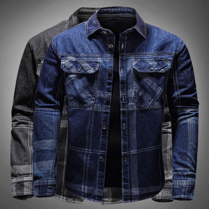 Men's Denim Jacket Button-Front Spread Collar Chest Pockets Washed Slim