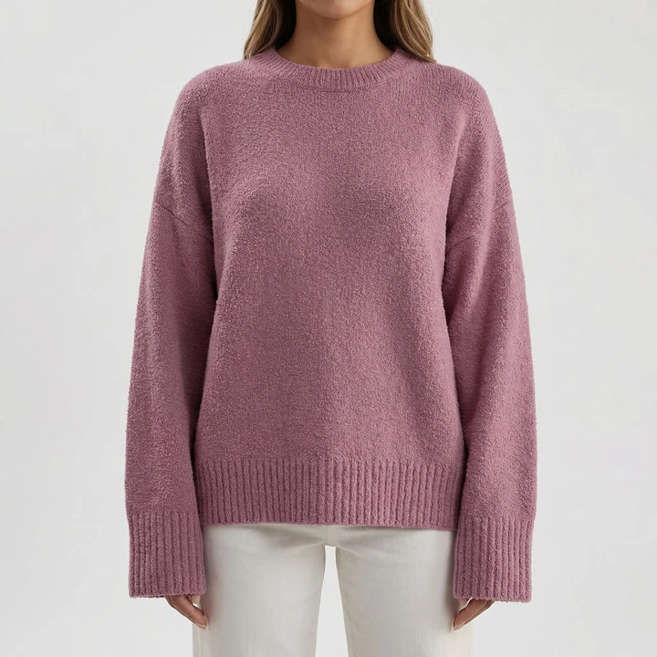 Women's Oversized Knit Sweater Round Neck Long-Sleeve Thick Chunky Relaxed Pullover Winter