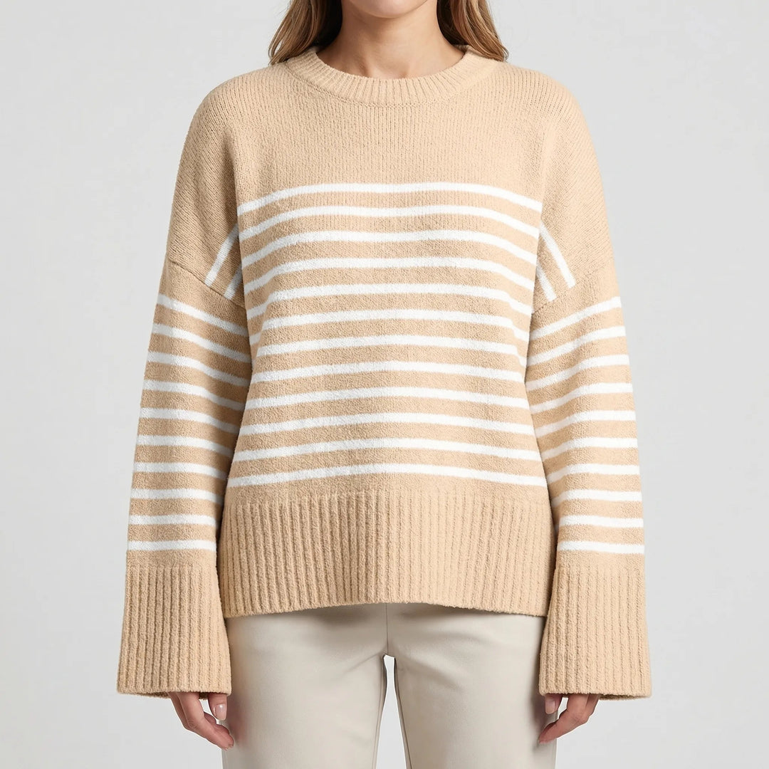 Women's Oversized Knit Sweater Round Neck Long-Sleeve Thick Chunky Relaxed Pullover Winter
