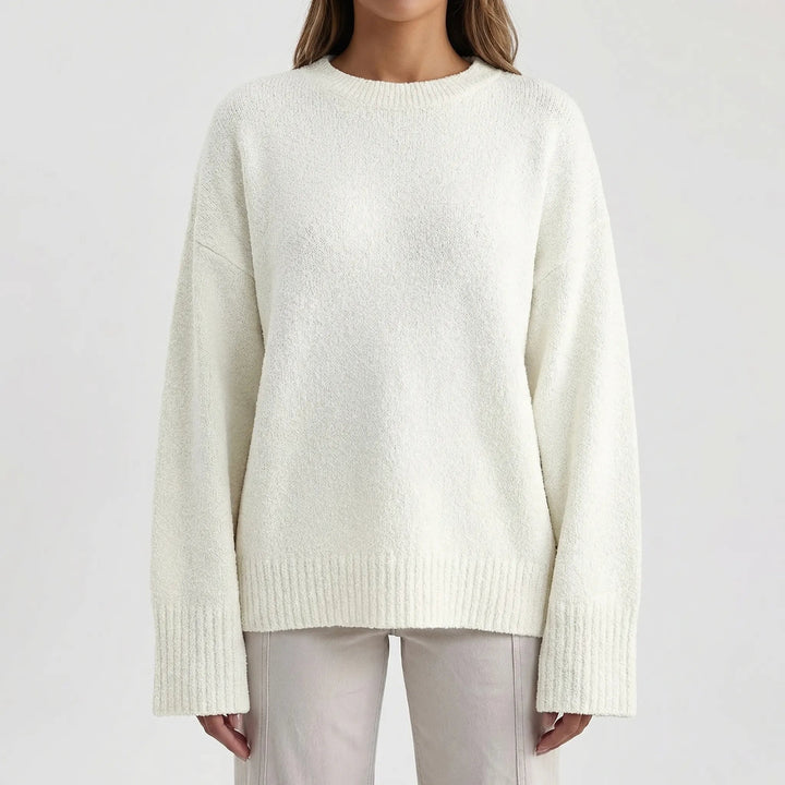 Women's Oversized Knit Sweater Round Neck Long-Sleeve Thick Chunky Relaxed Pullover Winter