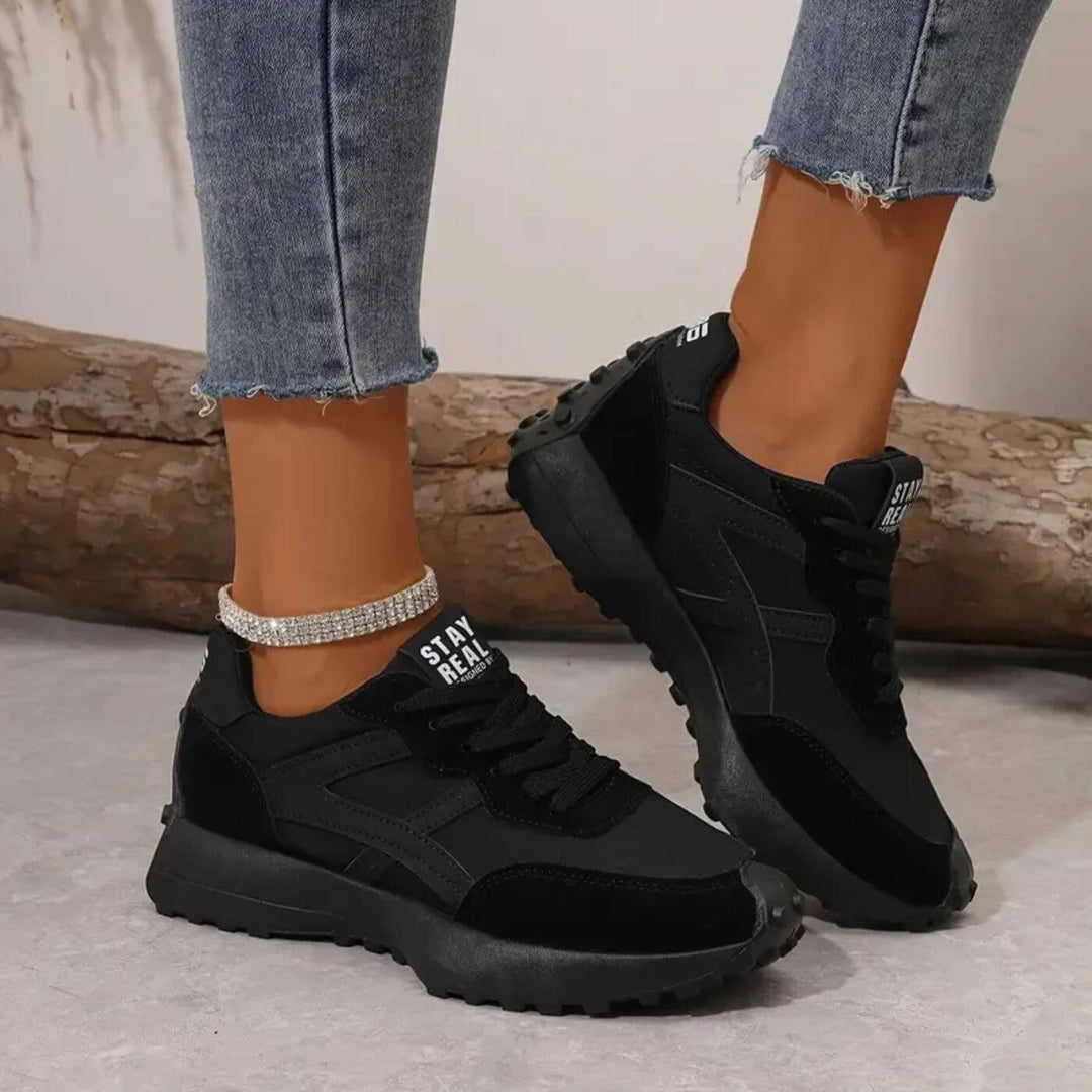 Women's Platform Retro Sneakers Lace-Up Chunky Gum Sole Cushioned Casual Walking