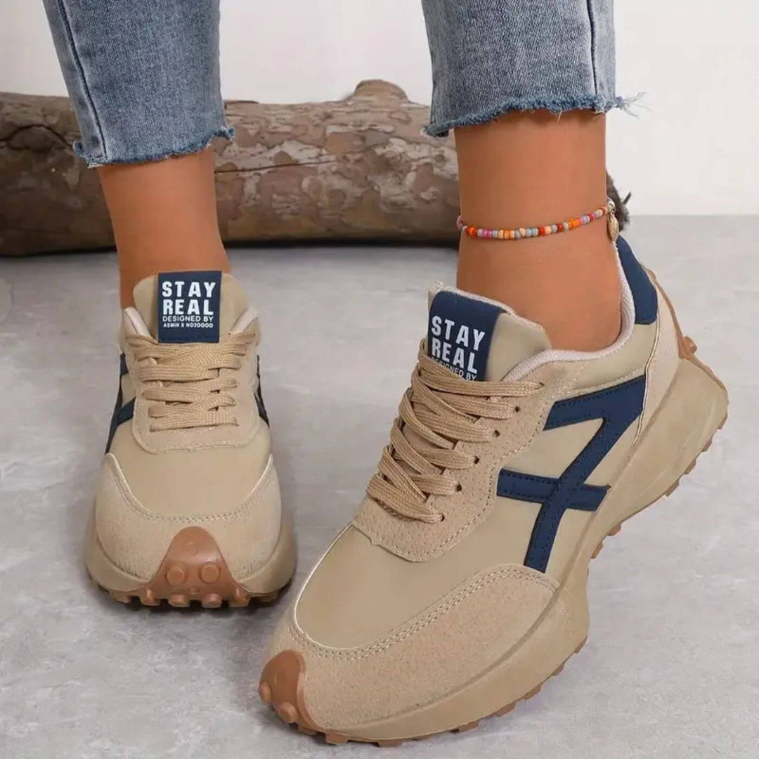 Women's Platform Retro Sneakers Lace-Up Chunky Gum Sole Cushioned Casual Walking