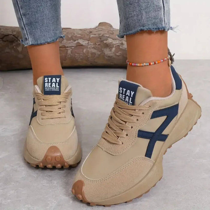 Women's Platform Retro Sneakers Lace-Up Chunky Gum Sole Cushioned Casual Walking
