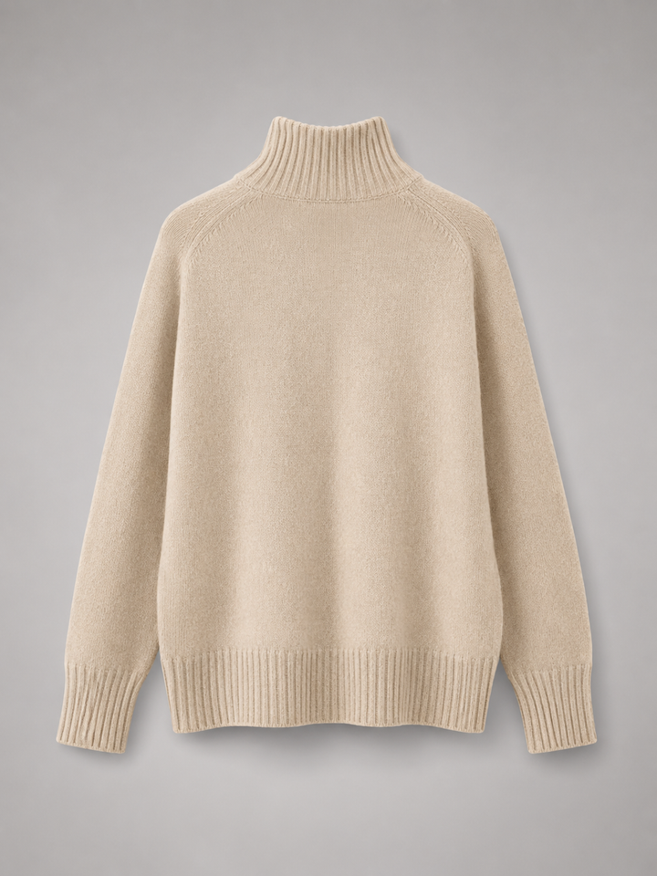 Women's High Neck Sweater Funnel Collar Oversized Drop-Shoulder Relaxed Cozy