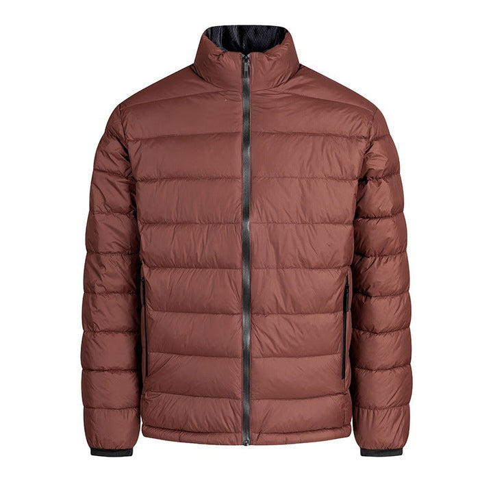 Men's Lightweight Quilted Puffer Jacket Stand Collar Zip-Pocket Warm