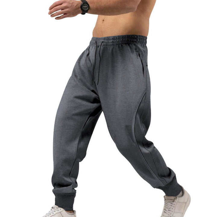 Men's Athletic Joggers Zip Pockets Cuffed Hem Drawstring Elastic Waist
