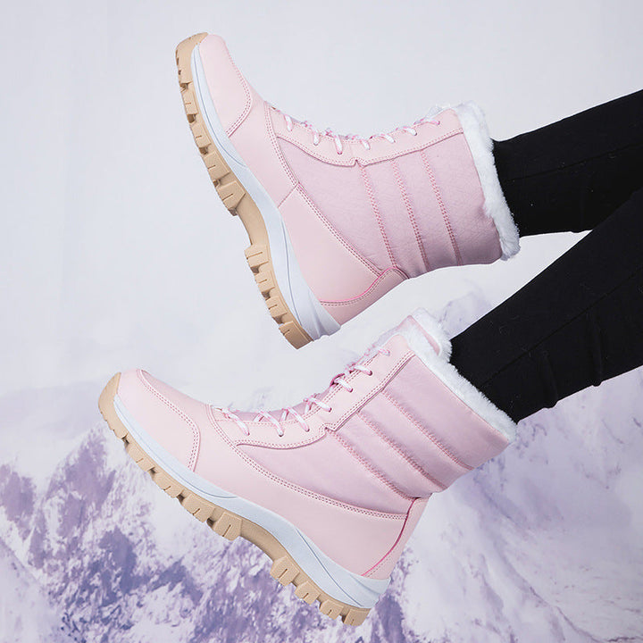 Women's Snow Boots Plush-Lined Lace-Up Non-Slip Profile-Sole Warm
