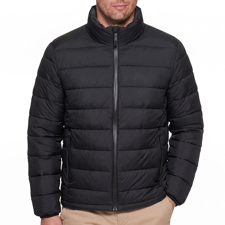 Men's Lightweight Quilted Puffer Jacket Stand Collar Zip-Pocket Warm