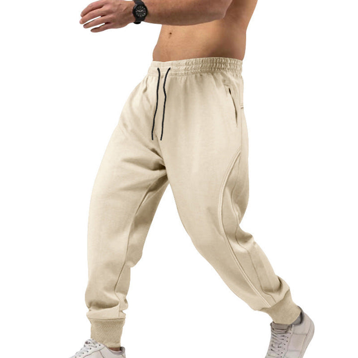 Men's Athletic Joggers Zip Pockets Cuffed Hem Drawstring Elastic Waist