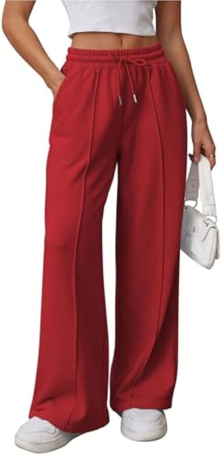 Women's Wide Leg Sweatpants High Waist Drawstring Pockets Pleated Relaxed