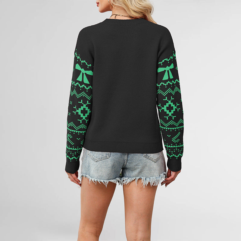 Women's Festive Christmas Sweater Fair Isle Crewneck Loose Holiday