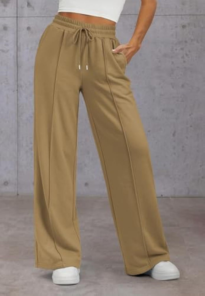Women's Wide Leg Sweatpants High Waist Drawstring Pockets Pleated Relaxed