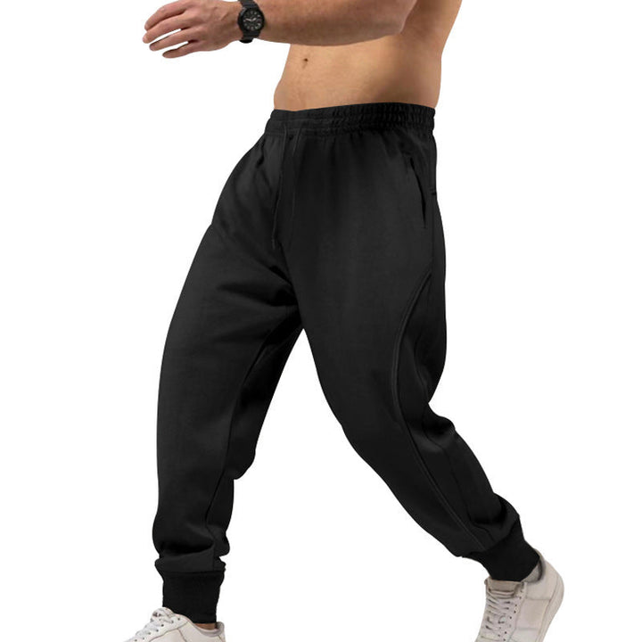 Men's Athletic Joggers Zip Pockets Cuffed Hem Drawstring Elastic Waist