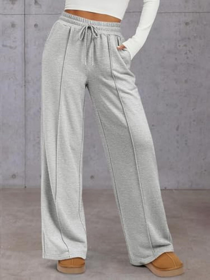 Women's Wide Leg Sweatpants High Waist Drawstring Pockets Pleated Relaxed