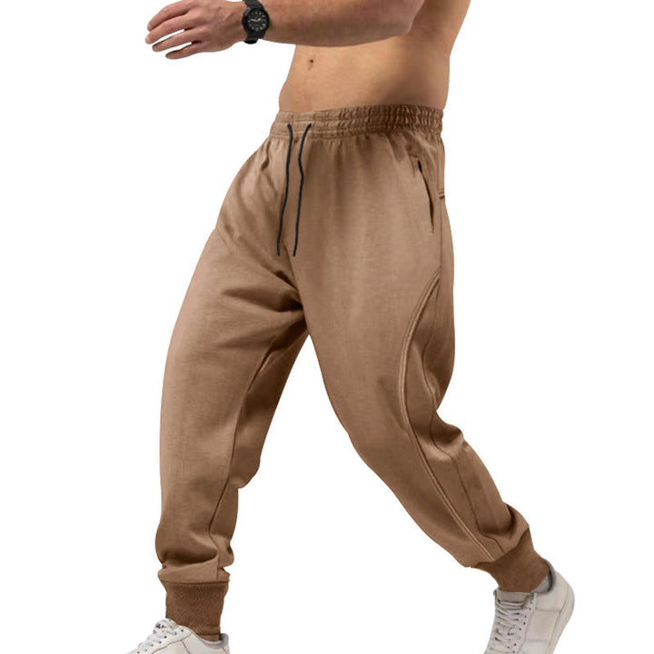 Men's Athletic Joggers Zip Pockets Cuffed Hem Drawstring Elastic Waist