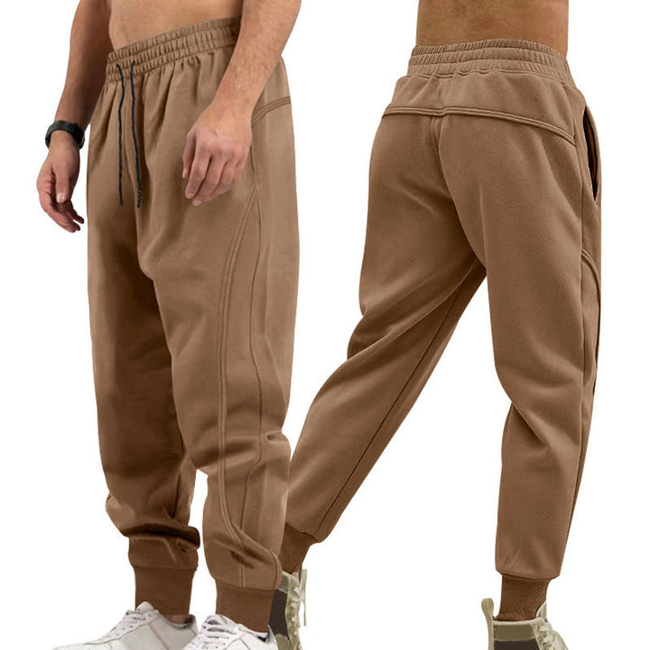 Men's Athletic Joggers Zip Pockets Cuffed Hem Drawstring Elastic Waist