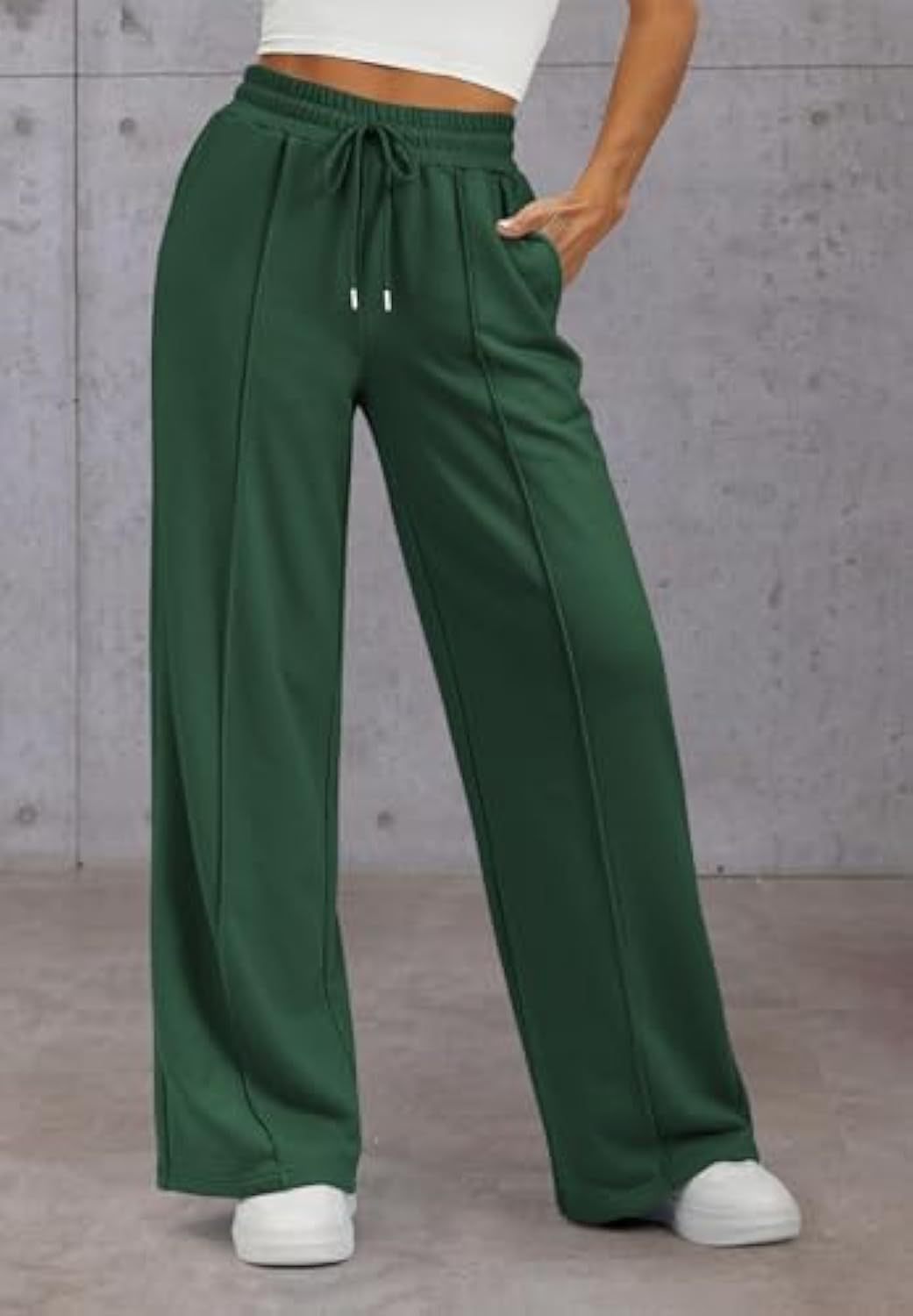 Women's Wide Leg Sweatpants High Waist Drawstring Pockets Pleated Relaxed