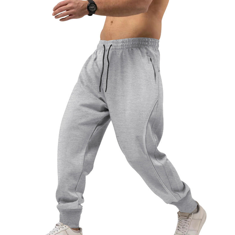 Men's Athletic Joggers Zip Pockets Cuffed Hem Drawstring Elastic Waist