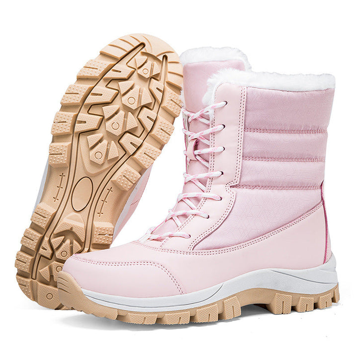 Women's Snow Boots Plush-Lined Lace-Up Non-Slip Profile-Sole Warm