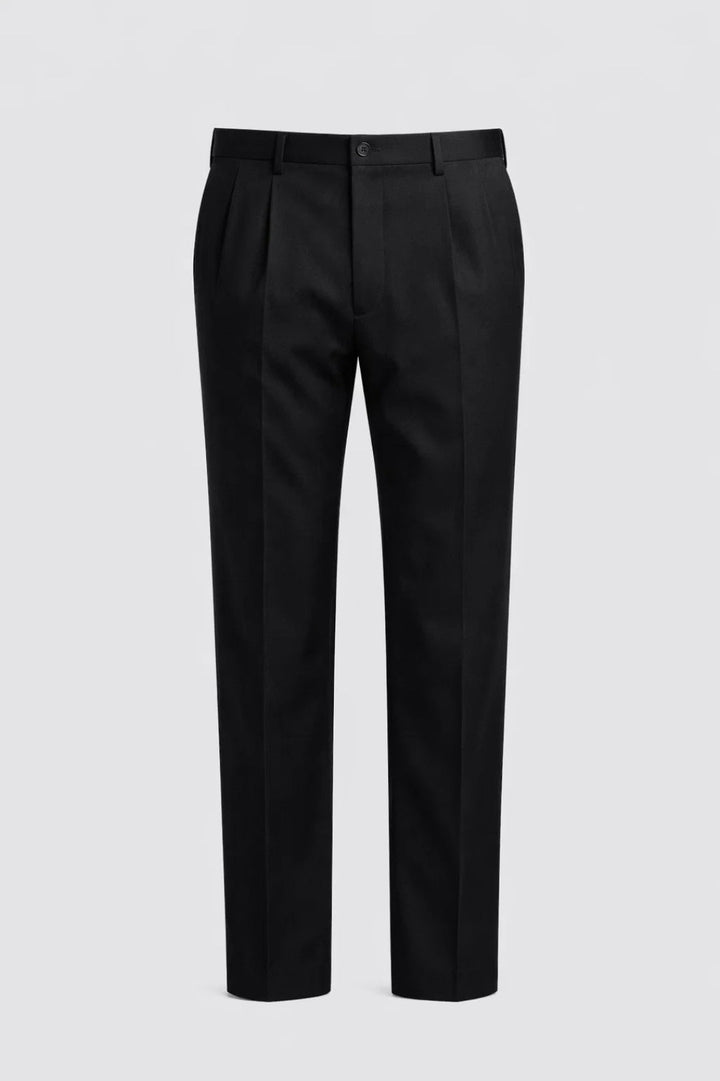 Men's Pleated Trousers Tailored Straight-Leg Smart Stretch Chino Business