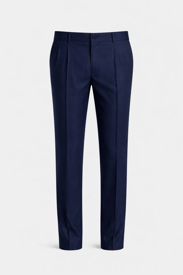 Men's Pleated Trousers Tailored Straight-Leg Smart Stretch Chino Business