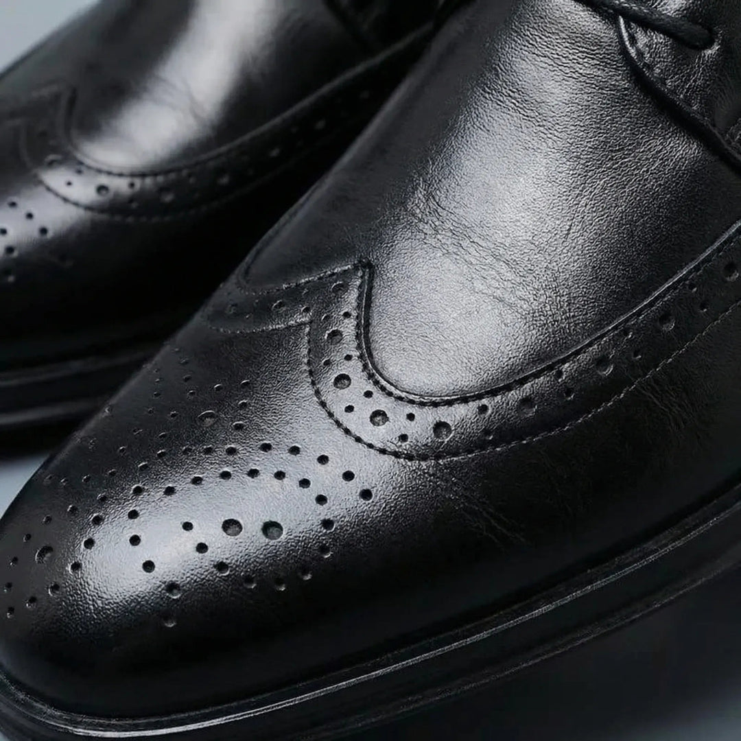 Men's Leather Brogue Dress Shoes Oxford Lace-Up Wingtip Formal