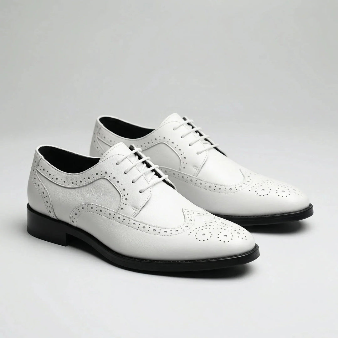 Men's Leather Brogue Dress Shoes Oxford Lace-Up Wingtip Formal