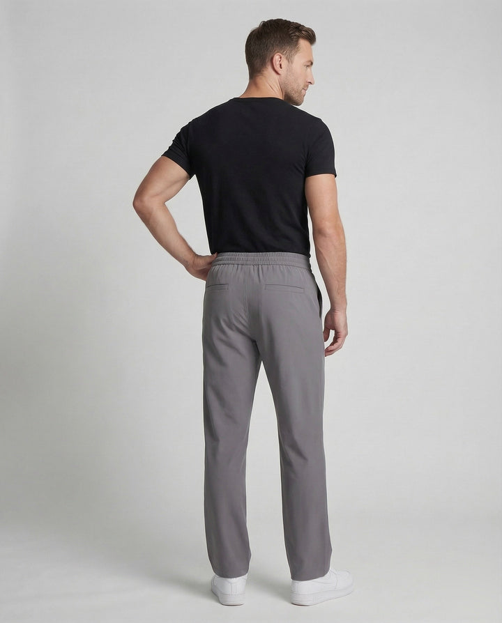 Men's Straight Leg Joggers Drawstring Elastic Waist Open Hem Pockets