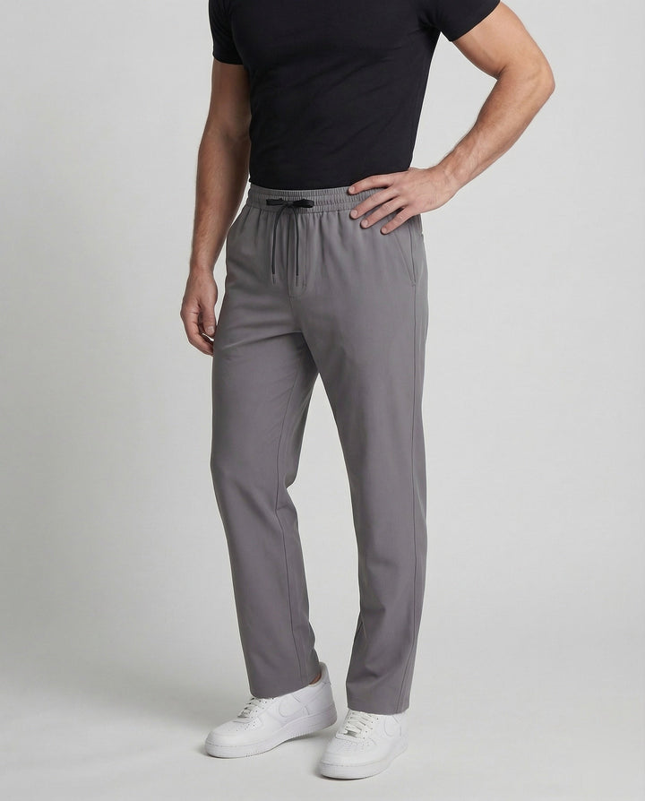 Men's Straight Leg Joggers Drawstring Elastic Waist Open Hem Pockets