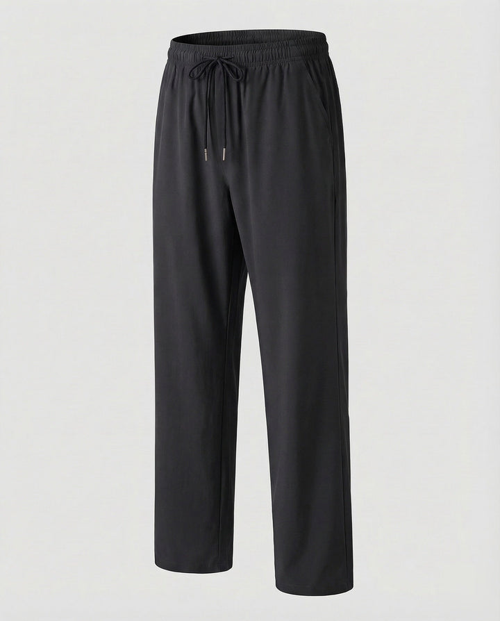 Men's Straight Leg Joggers Drawstring Elastic Waist Open Hem Pockets