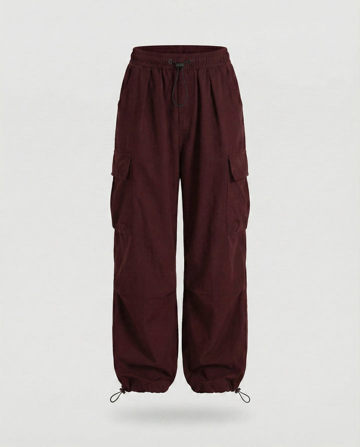 Women's Balloon Cargo Pants Wide Leg Drawstring Flap Pockets Parachute