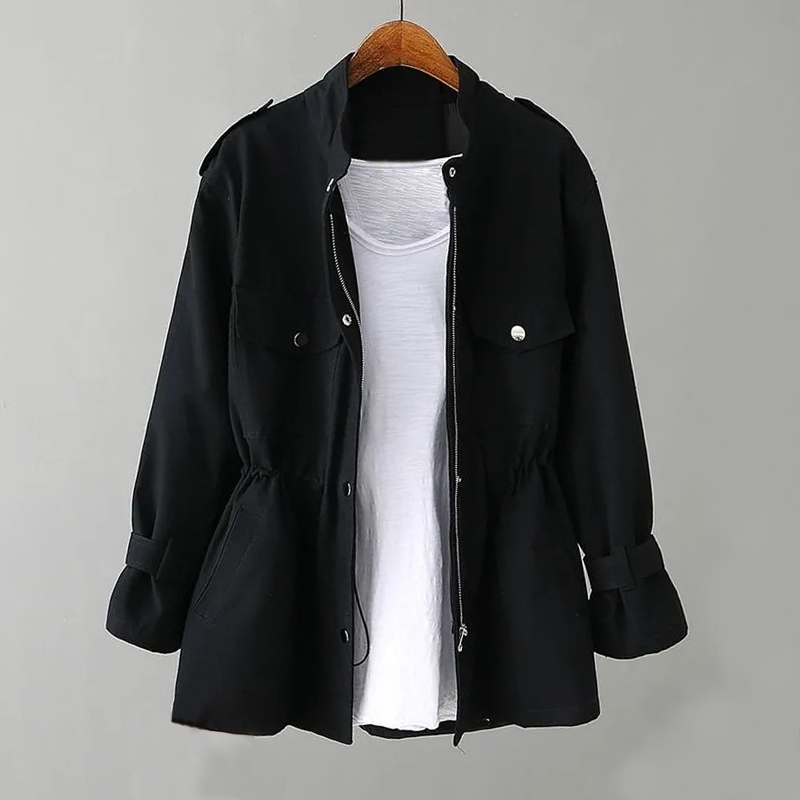 Women's Double-Breasted Trench Coat Notch Lapel Belted Longline Storm-Flap Classic