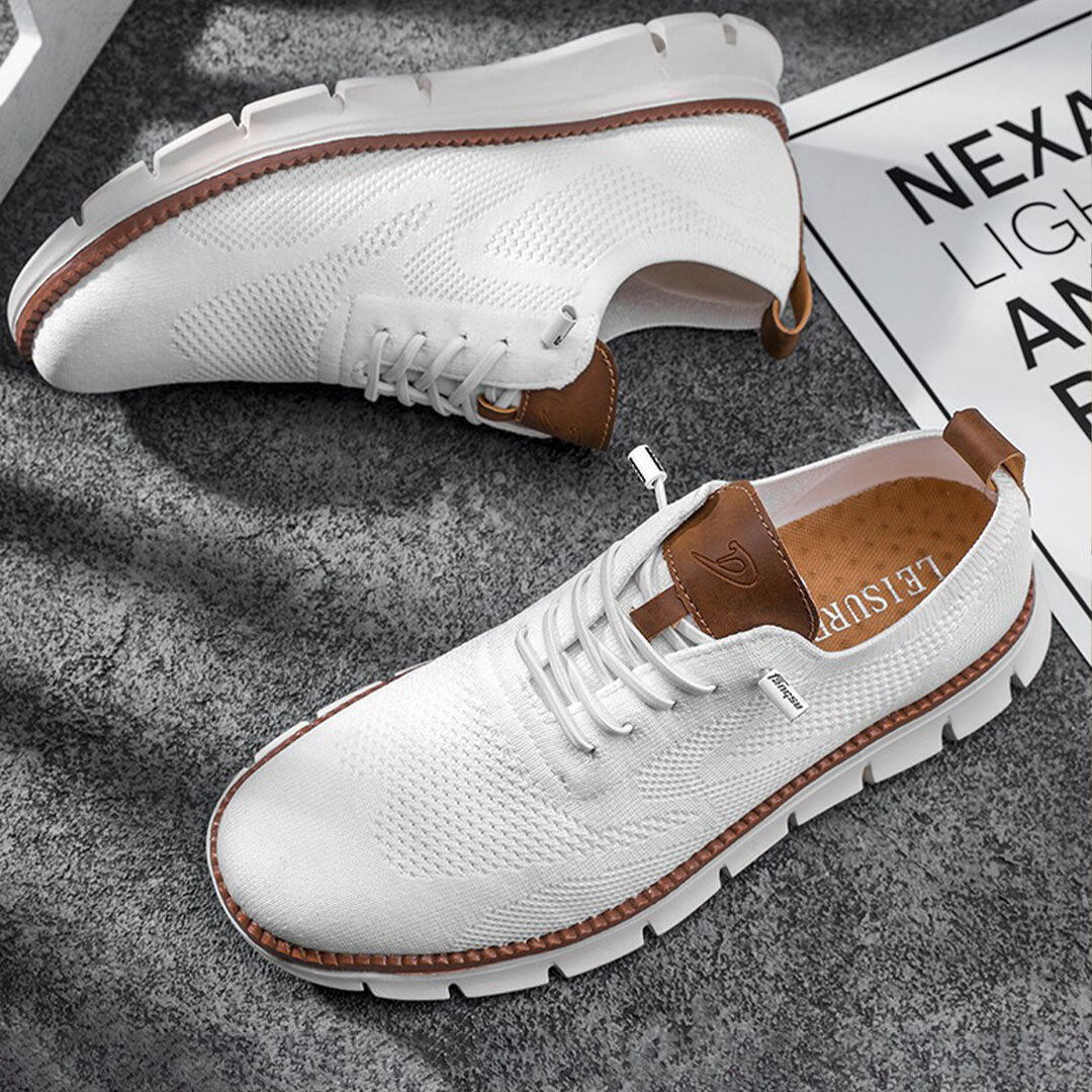Men's Knit Mesh Sneakers Lace-Up Lightweight Cupsole Breathable Casual