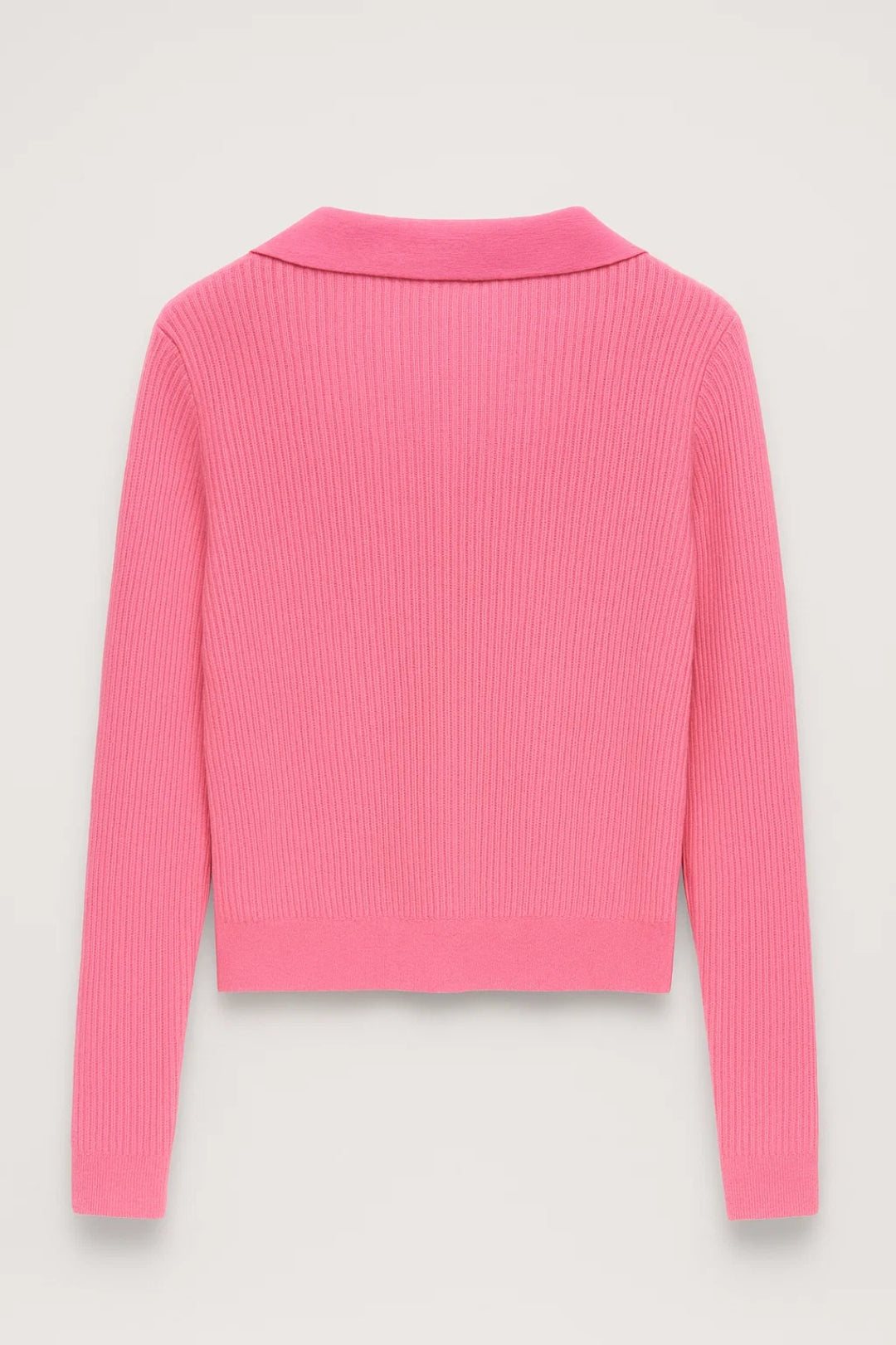 Women's Ribbed Knit Sweater Johnny Collar V-Neck Cropped Fitted Pullover