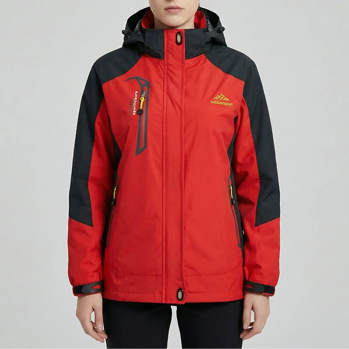 Women's 3-in-1 Ski Jacket Hooded Zip-Up Fleece-Lined Colorblock Insulated Winter Outdoor Warm
