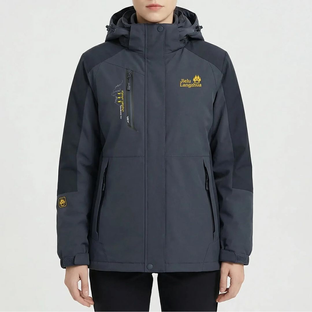 Women's 3-in-1 Ski Jacket Hooded Zip-Up Fleece-Lined Colorblock Insulated Winter Outdoor Warm