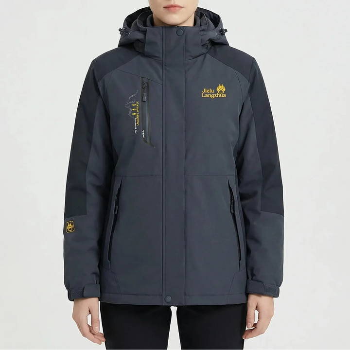 Women's 3-in-1 Ski Jacket Hooded Zip-Up Fleece-Lined Colorblock Insulated Winter Outdoor Warm