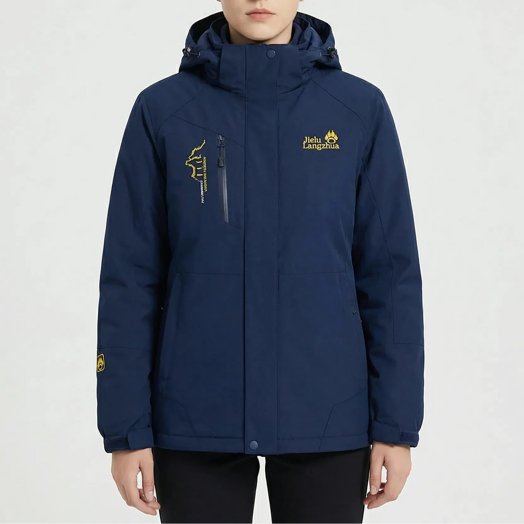 Women's 3-in-1 Ski Jacket Hooded Zip-Up Fleece-Lined Colorblock Insulated Winter Outdoor Warm