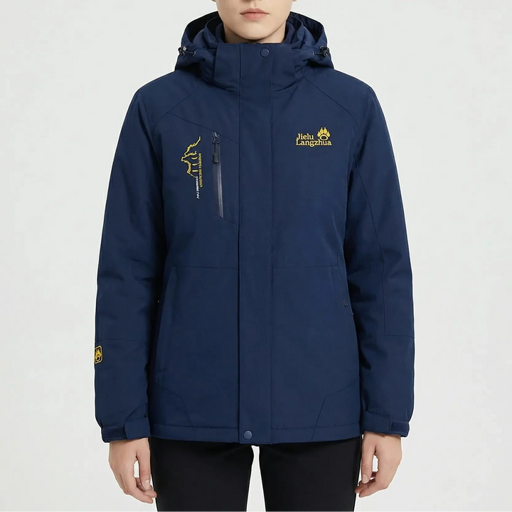 Women's 3-in-1 Ski Jacket Hooded Zip-Up Fleece-Lined Colorblock Insulated Winter Outdoor Warm