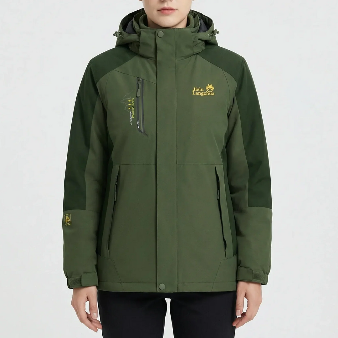 Women's 3-in-1 Ski Jacket Hooded Zip-Up Fleece-Lined Colorblock Insulated Winter Outdoor Warm