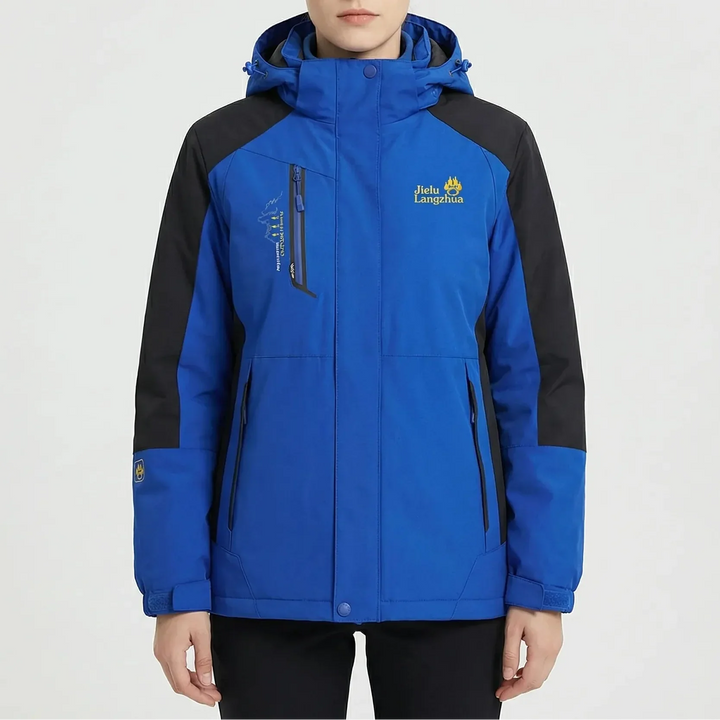 Women's 3-in-1 Ski Jacket Hooded Zip-Up Fleece-Lined Colorblock Insulated Winter Outdoor Warm