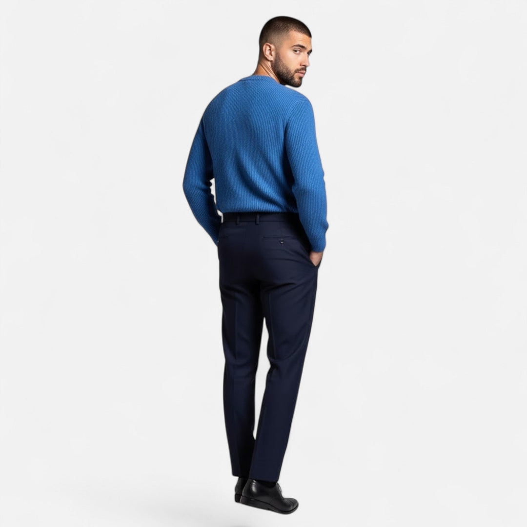 Men's Thick Ribbed Knit Sweater Crewneck Long-Sleeve Loose Pullover Winter