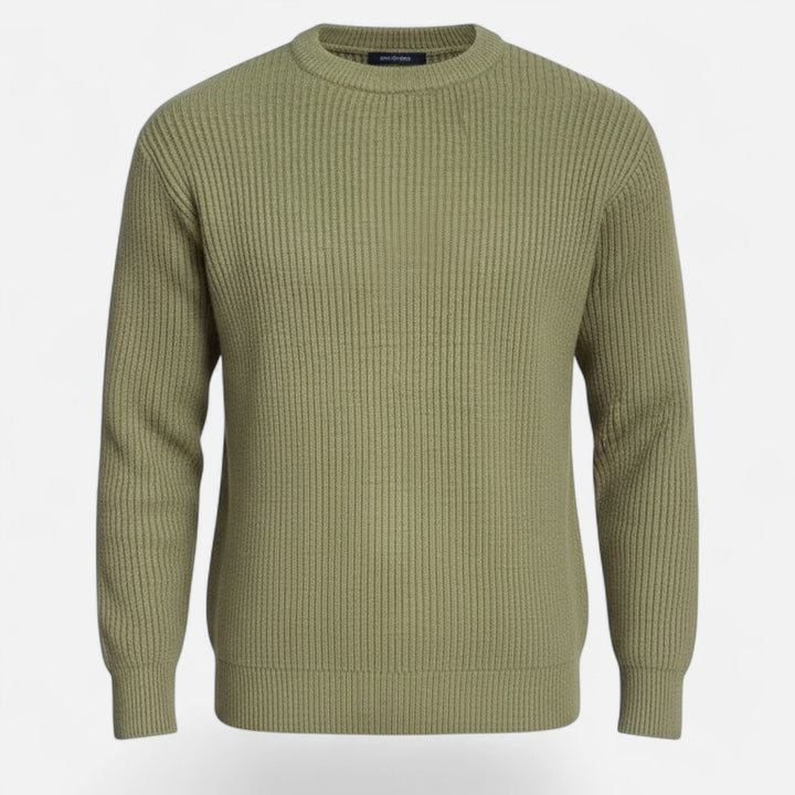 Men's Thick Ribbed Knit Sweater Crewneck Long-Sleeve Loose Pullover Winter