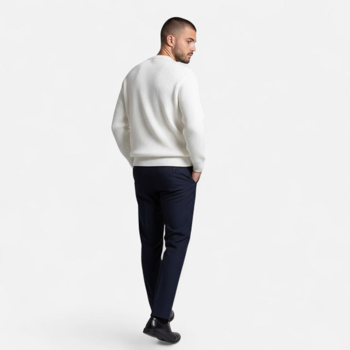 Men's Thick Ribbed Knit Sweater Crewneck Long-Sleeve Loose Pullover Winter