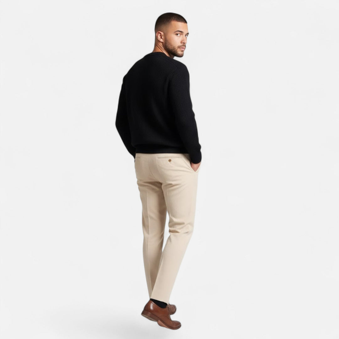 Men's Thick Ribbed Knit Sweater Crewneck Long-Sleeve Loose Pullover Winter